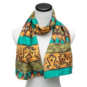 Geometric Print 100% Silk Rectangular Scarf